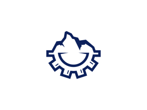 Logotipo De Montaña Y Engranaje