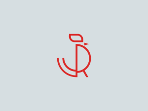 Letter R Rooster Line Logo