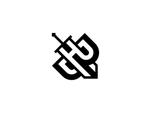 Letter Bh Hb Sword Weapon Logo