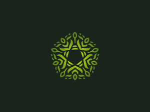 Logo Abstrait Feuille Verte