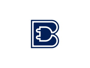 B Letter Power Plug Iconic Logo