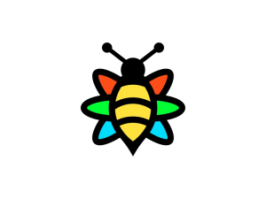 Bee Flower Colorful Logo