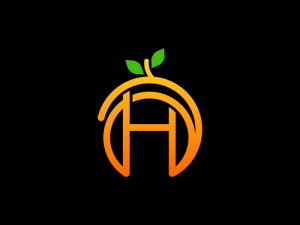 Letra H Fruta Naranja Logo