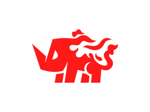 Geometrisches Nashorn-feuer-logo