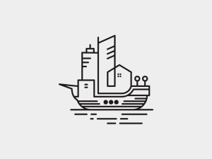 Logotipo De Barco Inmobiliario Minimalista