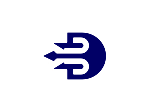 D Buchstabe Dreizack Ikonisches Logo