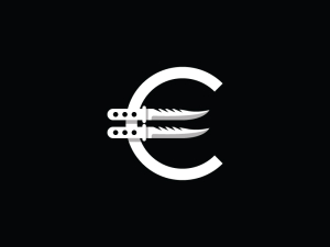 文字 E またはユーロナイフのロゴ