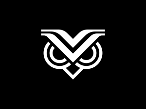 Modernes Eulenkopf-logo Mit V-buchstabe