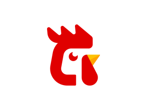 Minimalistischer Hühnerkopf Im Buchstaben C-logo
