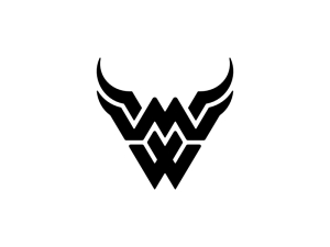 Letter Mw Wm Horn Bull Head Logo