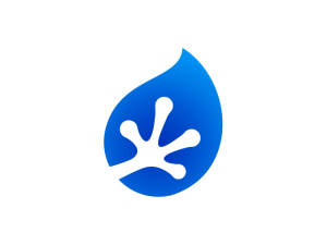 Logo Aquatique De Grenouille En Forme De Goutte D'eau
