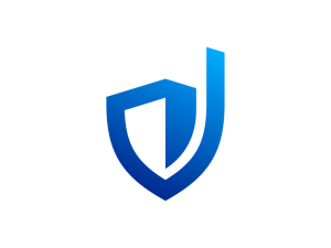 D Shield Blaues Modernes Logo