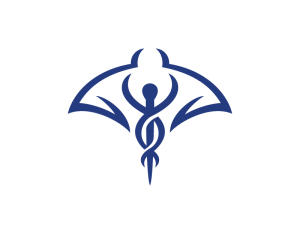 Logotipo De Manta Raya Caduceo