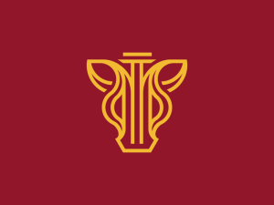 Logotipo De Lujo Del Pilar Dorado De La Ley Con Forma De Caballo
