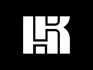 شعار طباعي بخطوط هندسية، الحرف الأول من Hk (kh).