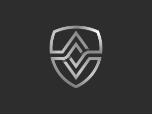 Letter Av Silver Shield Diamond Logo