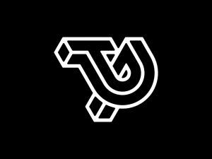 Logotipo De Monograma De Línea Geométrica Con Inicial Tp Pt