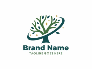 Logotipo Del árbol En órbita
