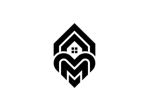 Buchstabe M Haus Liebe Geometrische Linie Monogramm Logo