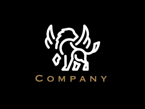 Minimalistisches Logo mit geflügeltem Löwen