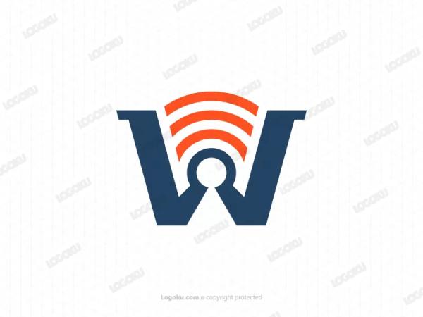 شعار حرف W لإشارة Wifi الحديثة
