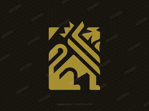 Logo quadrato del leone geometrico