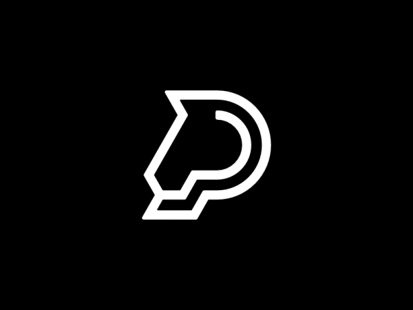文字pの馬の頭のロゴ