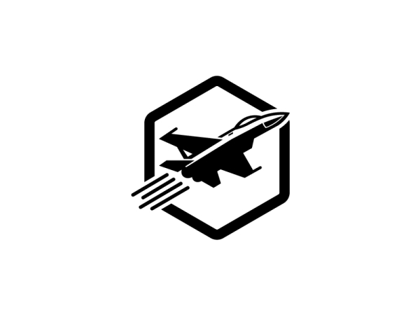 Fettgedrucktes Schwarzes Kampfjet-logo