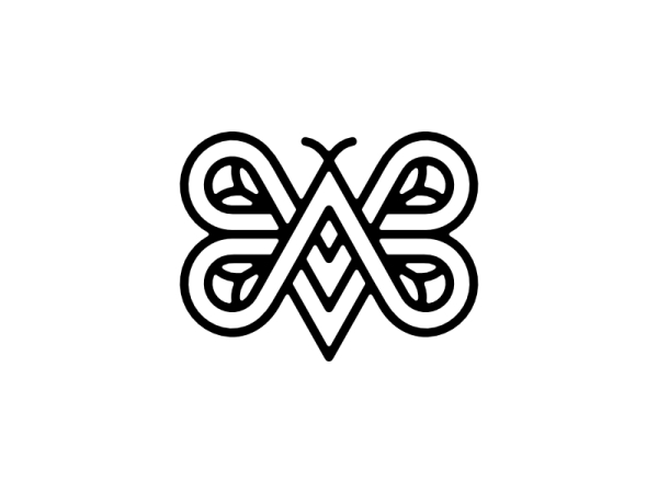 Buchstabe A, Biene, Blatt, Monoline Geometrisches Logo
