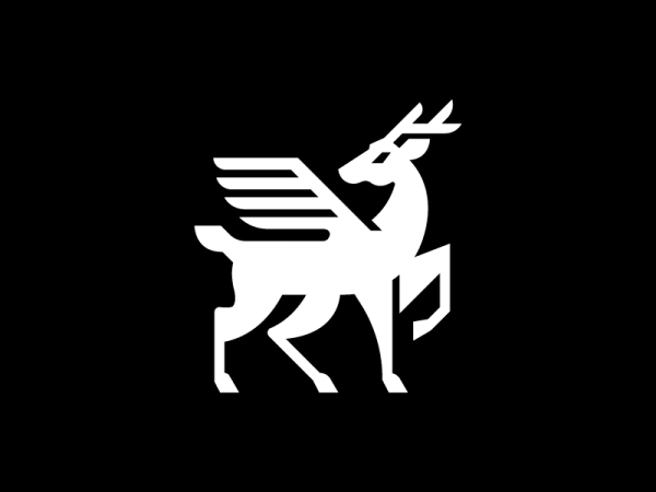 Logo Mit Majestätischen Hirschflügeln