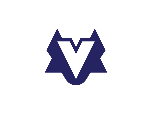 Einfaches Logo Mit Dem Buchstaben V Und Dem Wolf