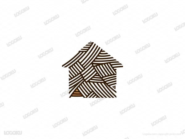 Seni Garis Rumah Kayu Logo