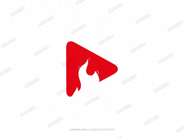 Play Button With Fire Logo