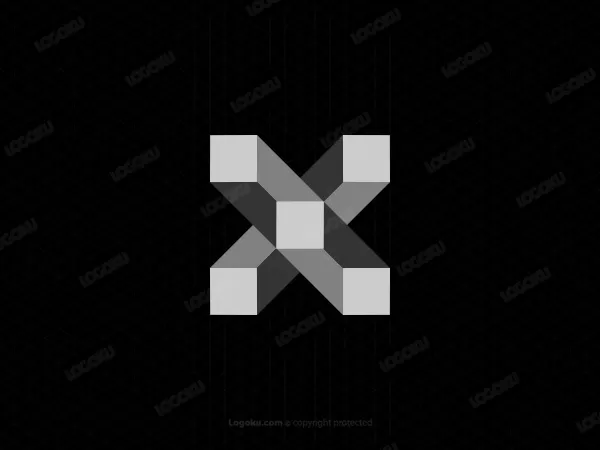 Logo Kotak Geometris X