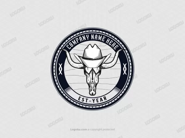 Western Buffalo Skull Logo Emblem