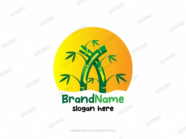 Logo Bambu Dan Matahari Terbenam