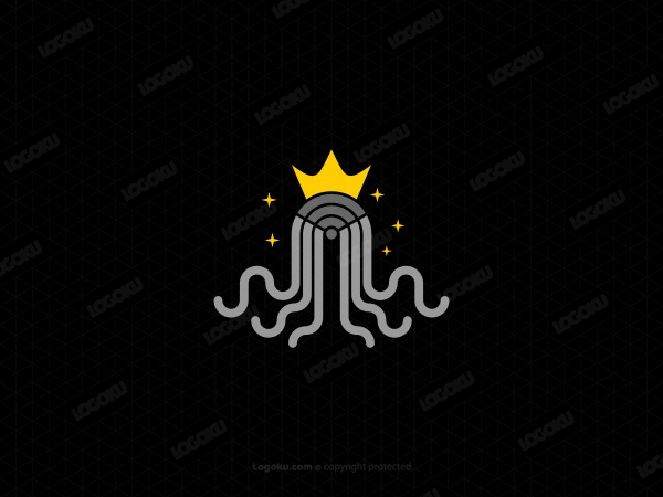 Logotipo Del Rey De Las Medusas Con Cabeza Wifi