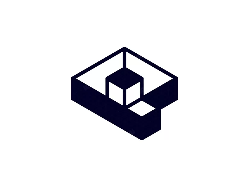 Logo Kotak P Geometrik