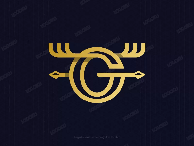 Letter G Spear Deer Logo