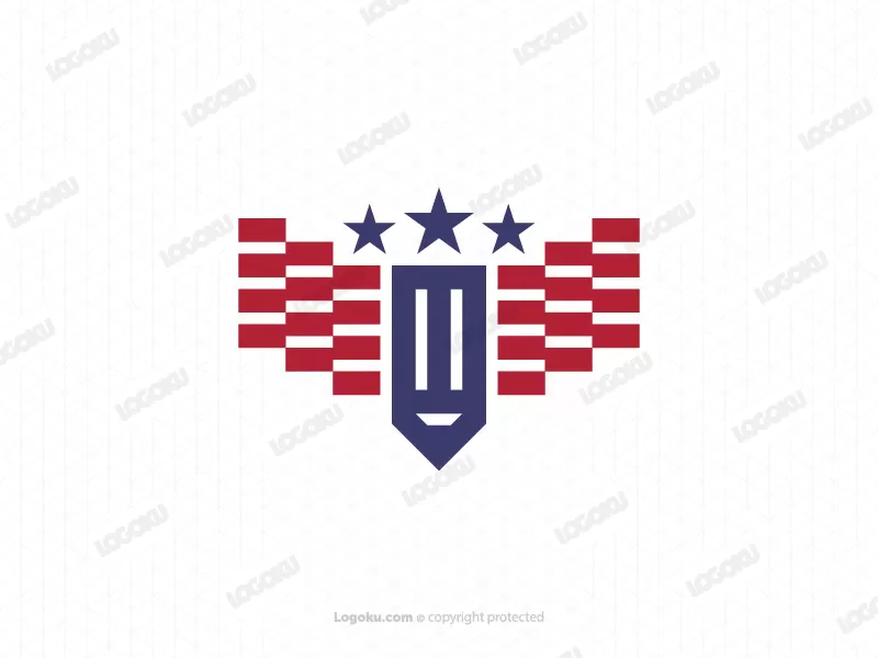Amerikanisches Flaggen-Bleistift-Logo