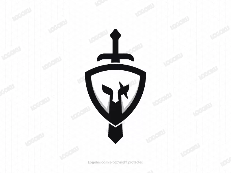 Logotipo De Escudo Y Espada Espartano