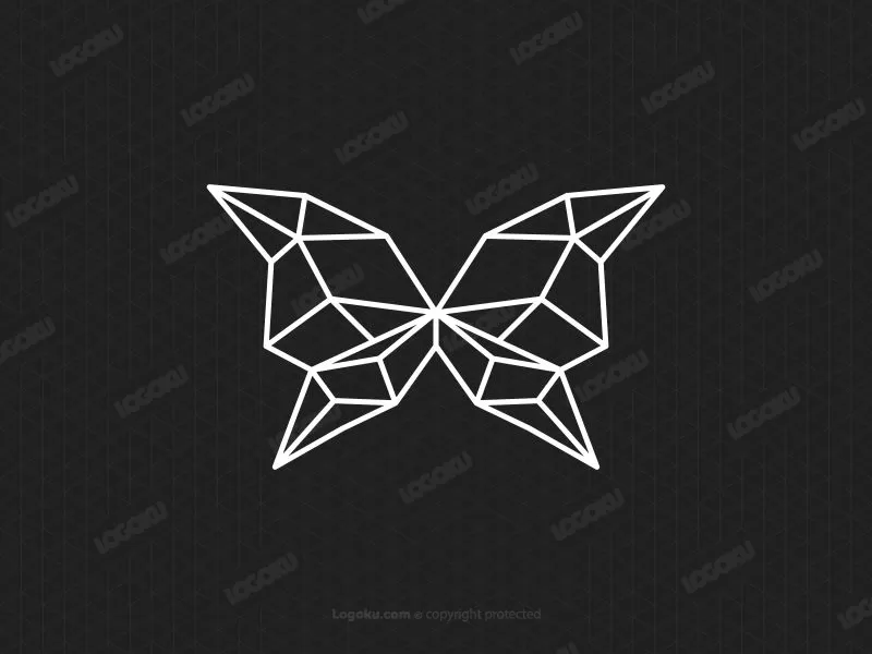 Geometric Butterfly Shape Line Art Logo