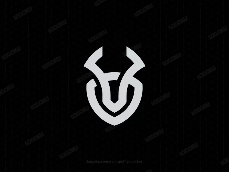 Starkes Schild-V-Letter-Logo