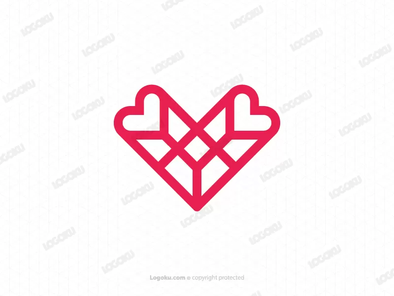 شعار حرف V الحب