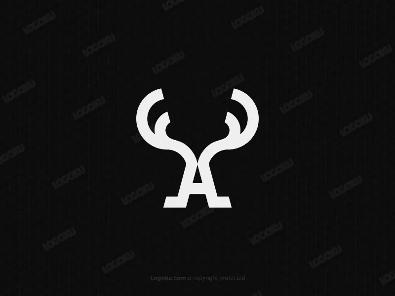 Unique Deer Antlers A Letter Logo