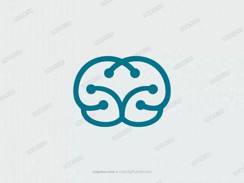 Logotipo De Cerebro De Tecnología Simple