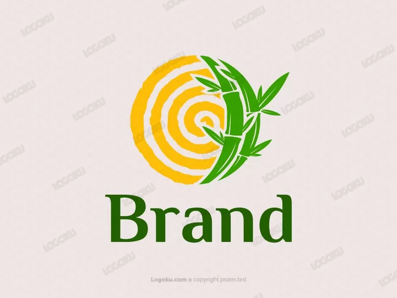 Logo De Bambou Soleil Cercle Naturel