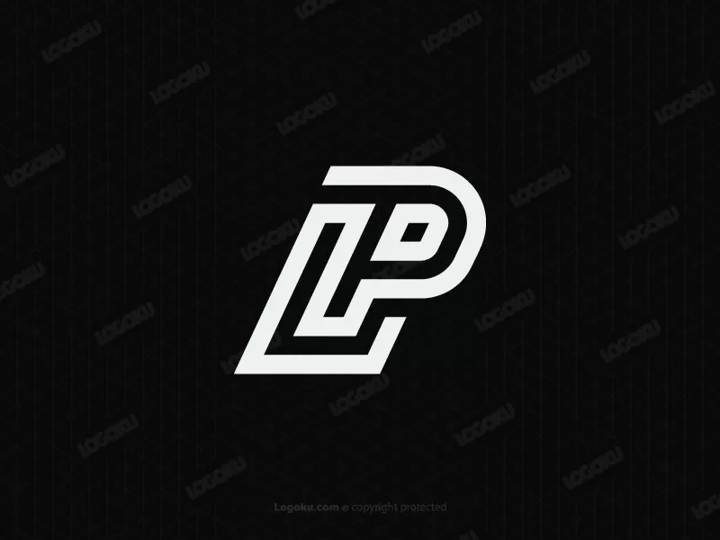 Lp Pl شعار حرف واحد فقط باللون الفضي