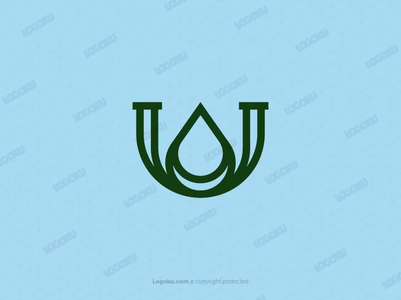 Logotipo De Gota De Agua De Letra Simple U