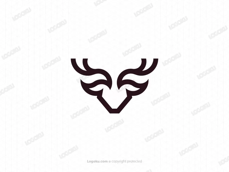 Modern V Letter Deer Logo